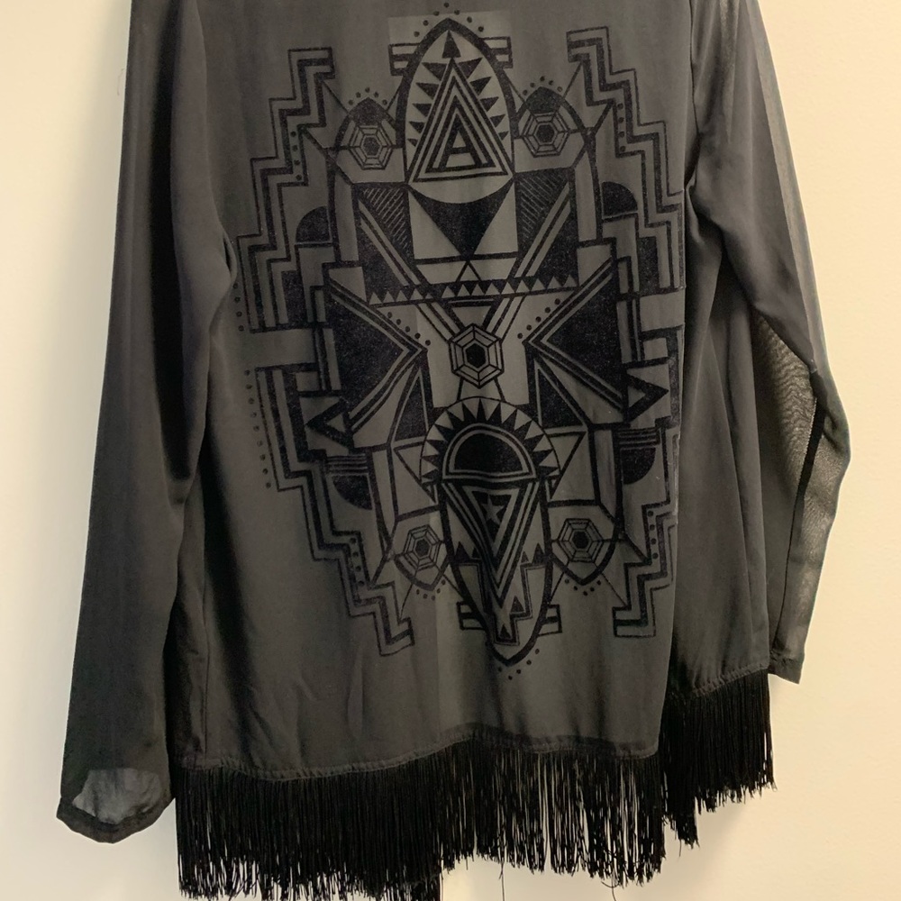 Fringe and patterned textured cover up